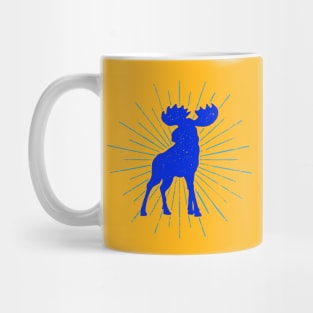 Blue Moose Animal Distressed with Burst Mug